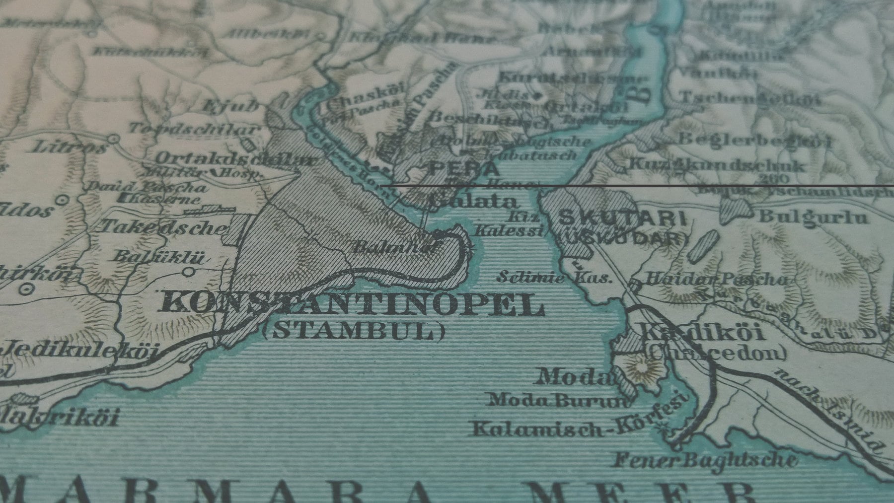 Cieśnina Bosfor I Dardanele Mapa 1894 Vintage Map of Bosporus & Dardanelles
