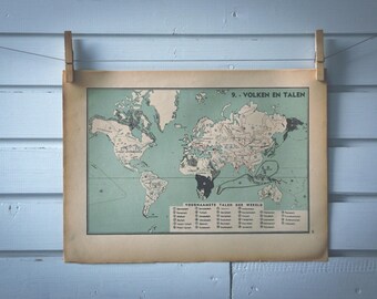 1941 Vintage Ethnographic World Map