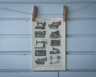 1907 Vintage Sewing Machines Lithograph Illustration