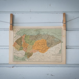 1937 Vintage Map of Honduras