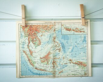 1951 Vintage Map of Southeast Asia