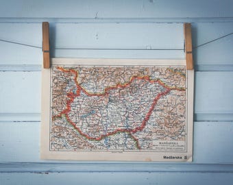 1938 Vintage Hungary Map