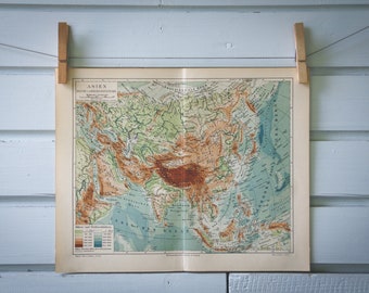 1907 Vintage Map of Asia