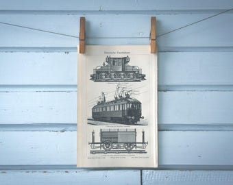 1907 Vintage Electric Railway Lithograph Illustration