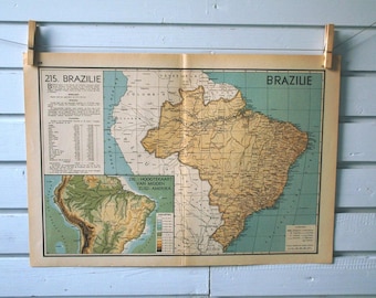 1941 Vintage Brazil Map