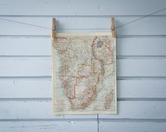 1907 Vintage Central & South Africa Map