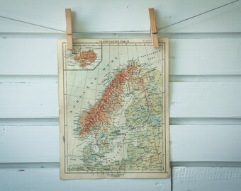 1951 Vintage Scandinavia Map