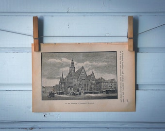1892 Vintage Wrocław Lithograph Illustration