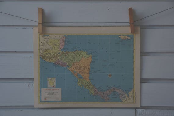 1955 Vintage Central America Map