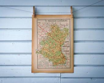 1941 Vintage Map of Luxembourg Province of Belgium
