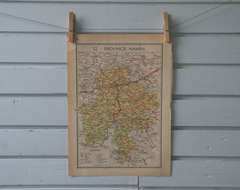 1941 Vintage Map of the Namur Province of Belgium