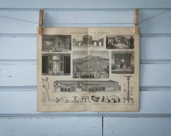 1887 Vintage Pompeii Lithograph Illustration