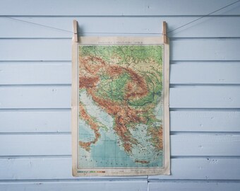 1950 Vintage Map of the Balkans