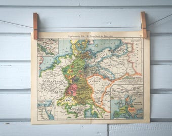 1908 Vintage Map of Germany in Early 19th Century