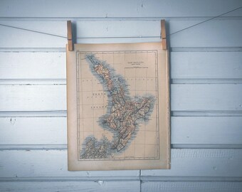 1897 Vintage New Zealand North Island Map