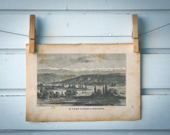 1890 Vintage the Pyrenees Lithograph Illustration