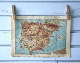 1934 Vintage Map of Spain