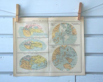 1894 Vintage Early World Maps