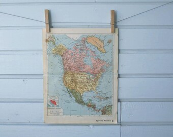 1938 Vintage North America Map