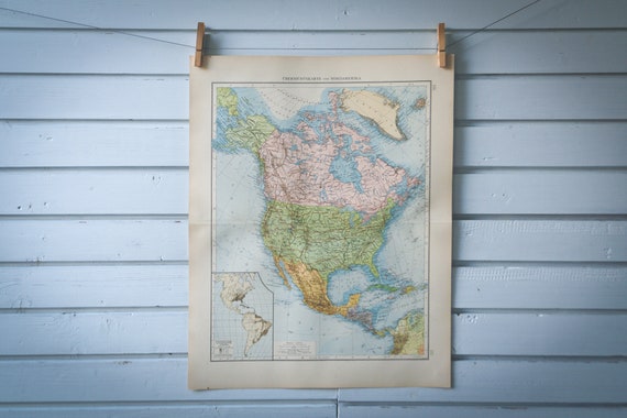 1901 Vintage North America Map