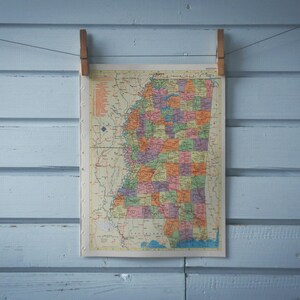 Carte vintage 1957 du Mississippi