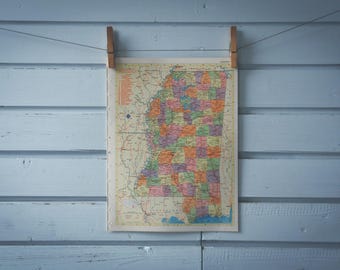 1957 Vintage Map of Mississippi