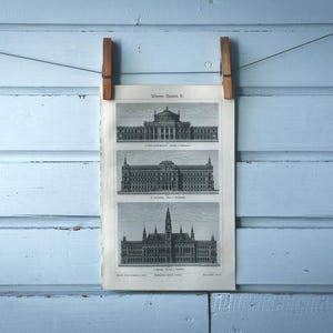 1907 Vintage Viennese Architecture Lithograph Illustration