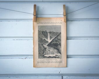 1894 Vintage Marmore Falls Lithograph Illustration