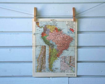 1938 Vintage South America Map