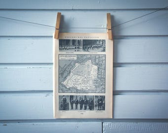 1935 Vintage Map of the Vatican City