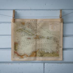 1887 Vintage Karte der Karibik