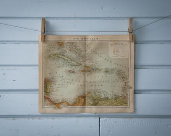 1887 Vintage Map of the Caribbeans