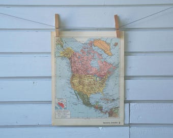 1938 Vintage North America Map