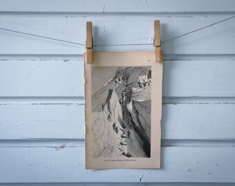 1888 Vintage Mont Blanc Crevasse Lithograph Illustration