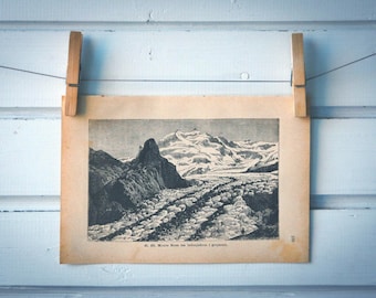 1890 Vintage Monte Rosa Lithograph Illustration