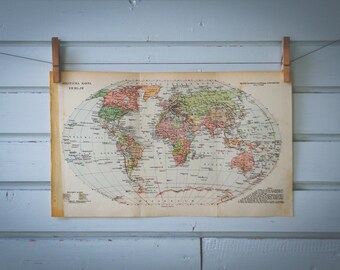1936 Vintage World Map