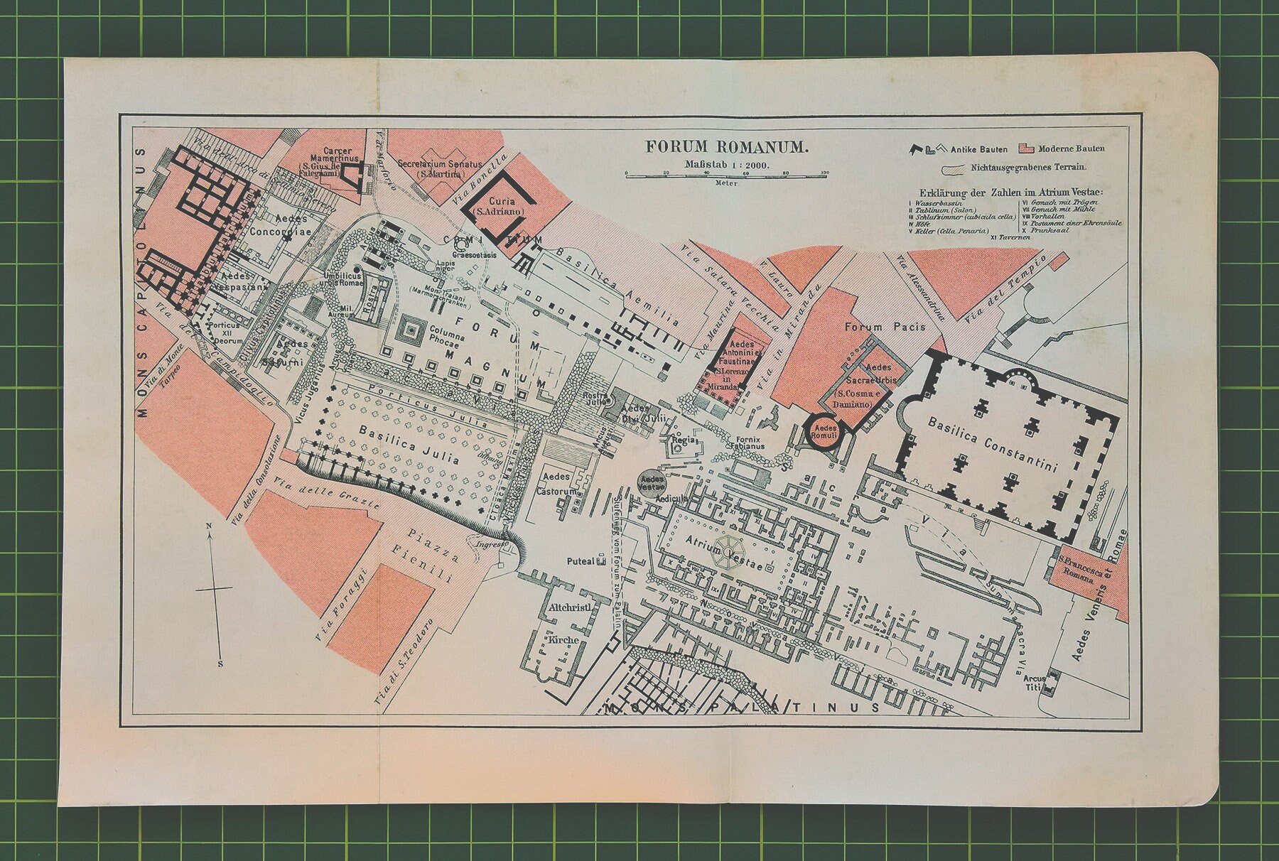 1901 Vintage Map of Forum Romanum