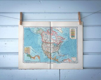 1937 Vintage North America Map