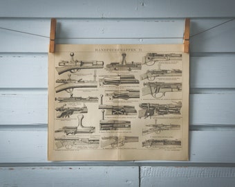 1887 Vintage Firearm Lithograph Illustration