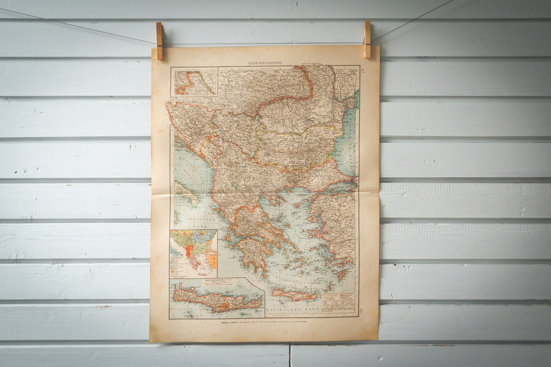 1901 Vintage Map of the Balkans - Etsy