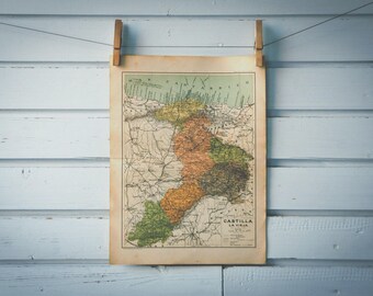 1937 Vintage Old Castile Map