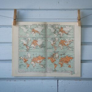 1907 Vintage Map of the World Exploration History