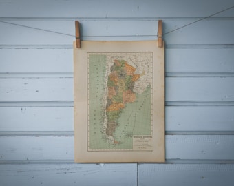 1937 Vintage Map of Argentina