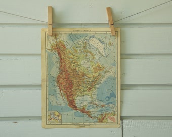 1951 Vintage North America Map