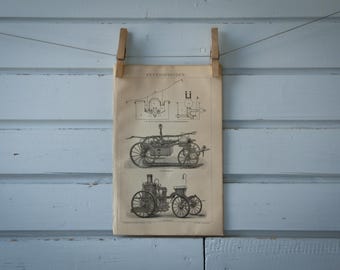 1887 Vintage Fire Engines Lithograph Illustration