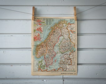 1936 Vintage Scandinavia Map