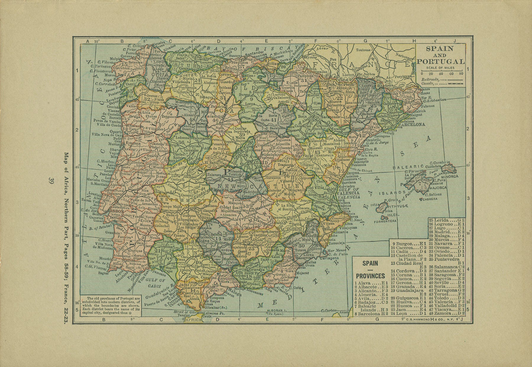 1929 Vintage Map of Spain