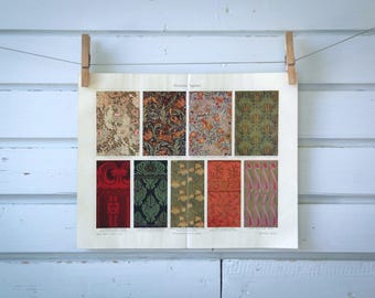 1907 Vintage Wallpaper Designs Chromolithograph Illustration