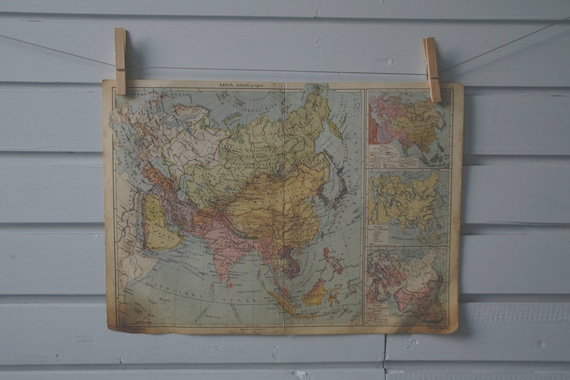 1930s Vintage Map of Asia