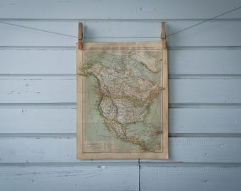 1887 Vintage North America Map